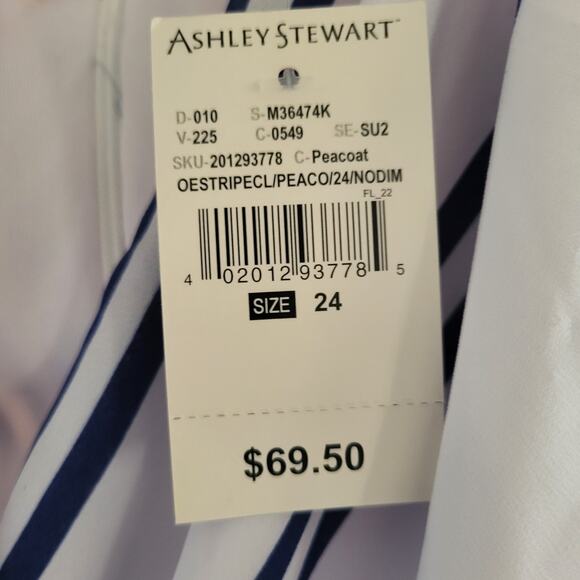 Brand New Ashley Stewart Belted Striped Maxi Dress Size 24 Blue and White - Picture 13 of 14